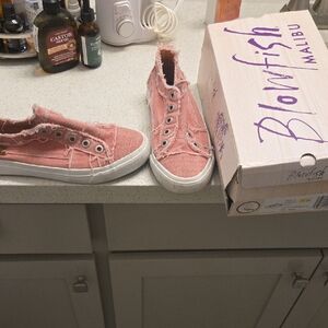 Blowfish Pink Frayed Slip-On Canvas Sneakers